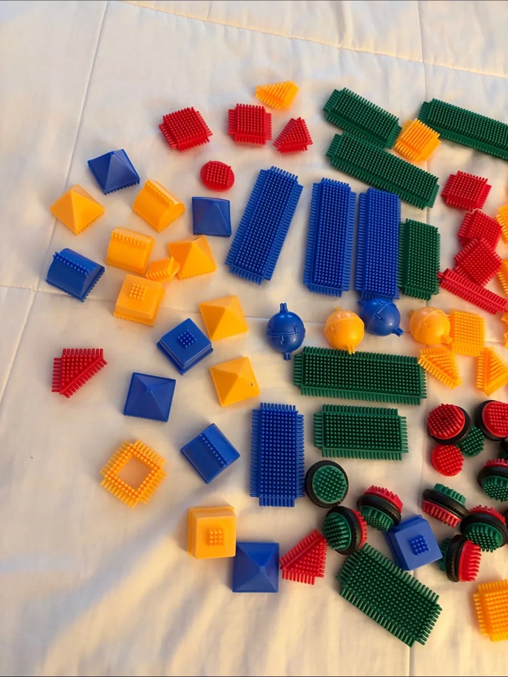 Large Assortment of Vintage Bristle Block’s- Bright Primary Colors